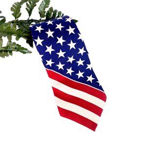 Tommy Hilfiger American Flag Red White Blue 100% Silk Tie USA  Stars Stripes